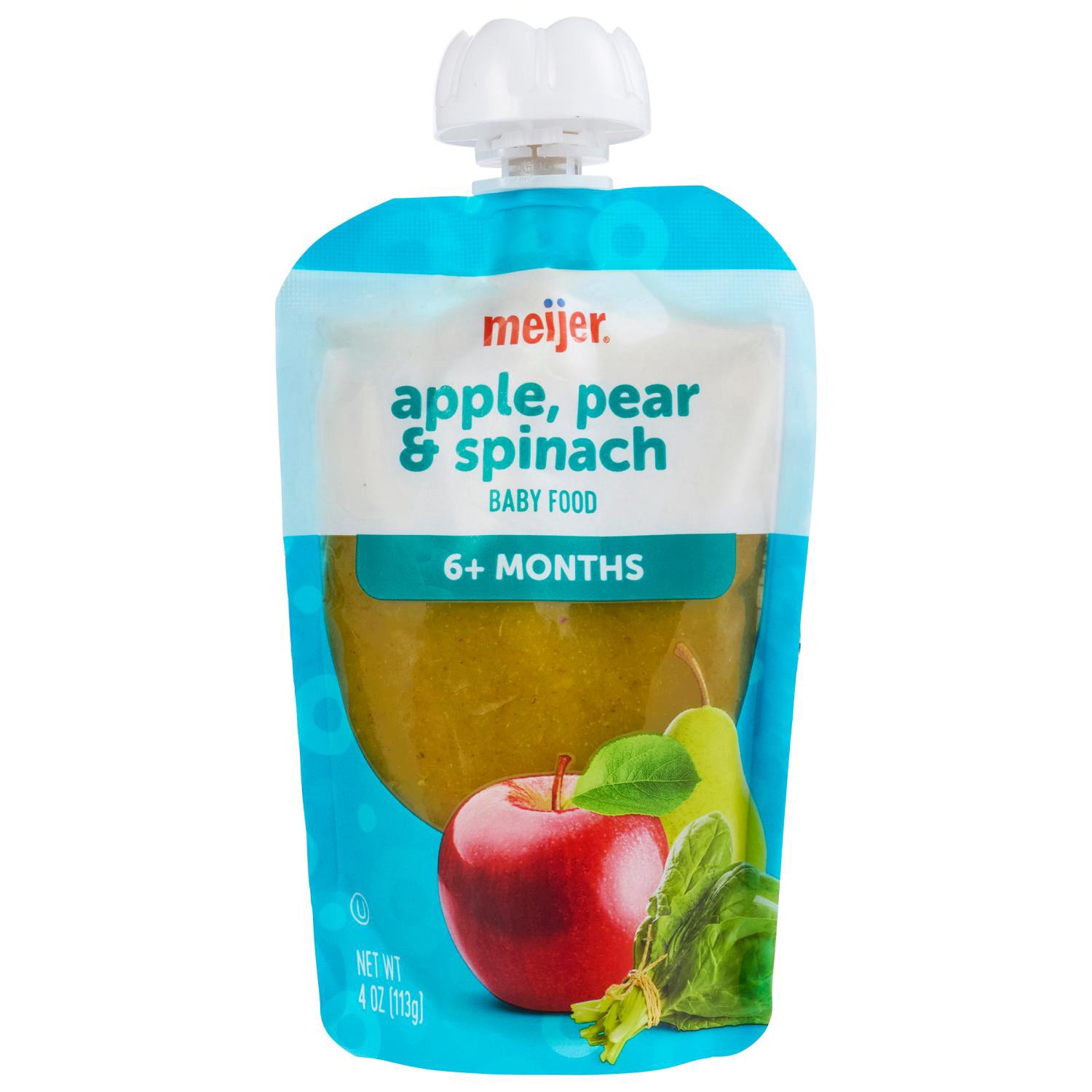 slide 1 of 2, Meijer Apple, Pear And Spinach Baby Food Pouch, 4 Oz, 4 oz