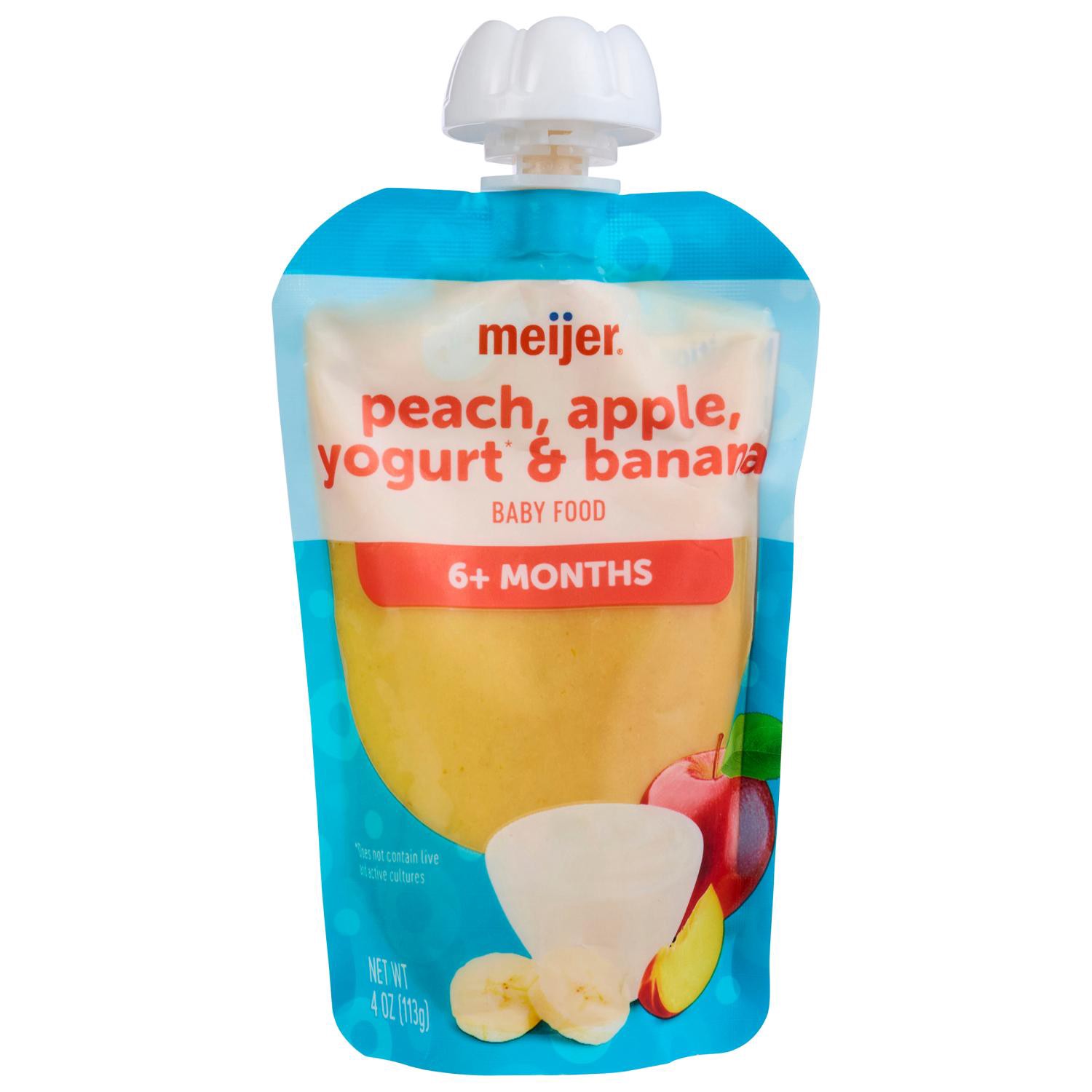slide 1 of 2, Meijer Peach Apple Banana And Yogurt Baby Food Pouch, 4 Oz, 4 oz