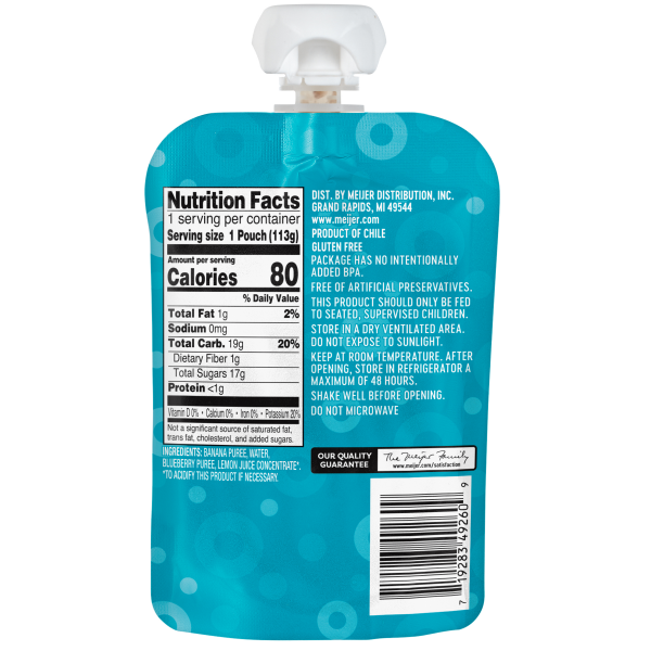 slide 3 of 5, Meijer Banana and Blueberry Baby Food Pouch, 4 oz