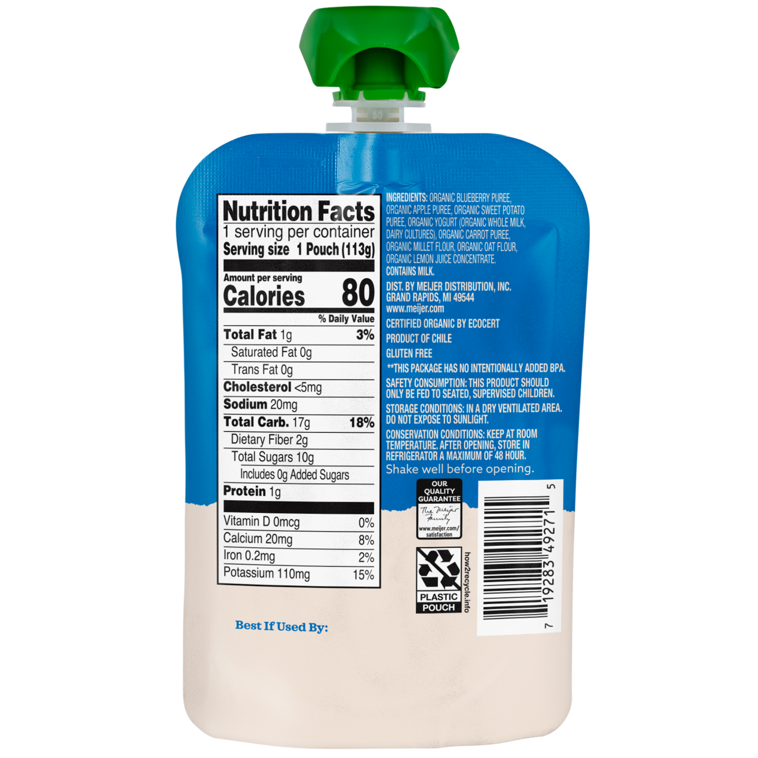 slide 2 of 2, True Goodness Org Blueberry, Apple, Sweet Potato, Yogurt, Carrot, Baby Food, 4 oz