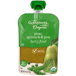 True Goodness Organic Pear, Spinach and Pea Baby Food Pouch