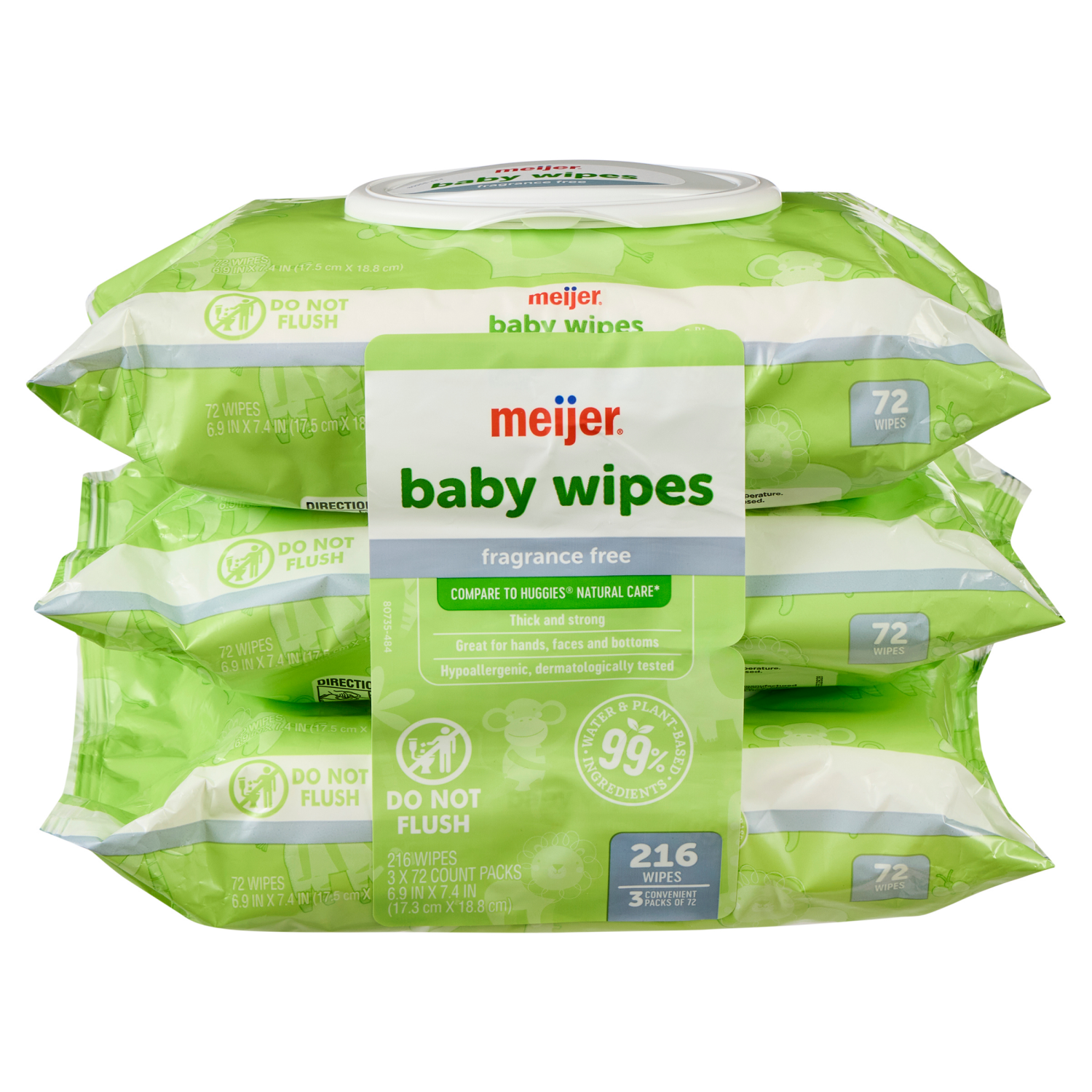slide 1 of 4, Meijer 3x Thick Sensitive Wipes 216ct, 216 ct