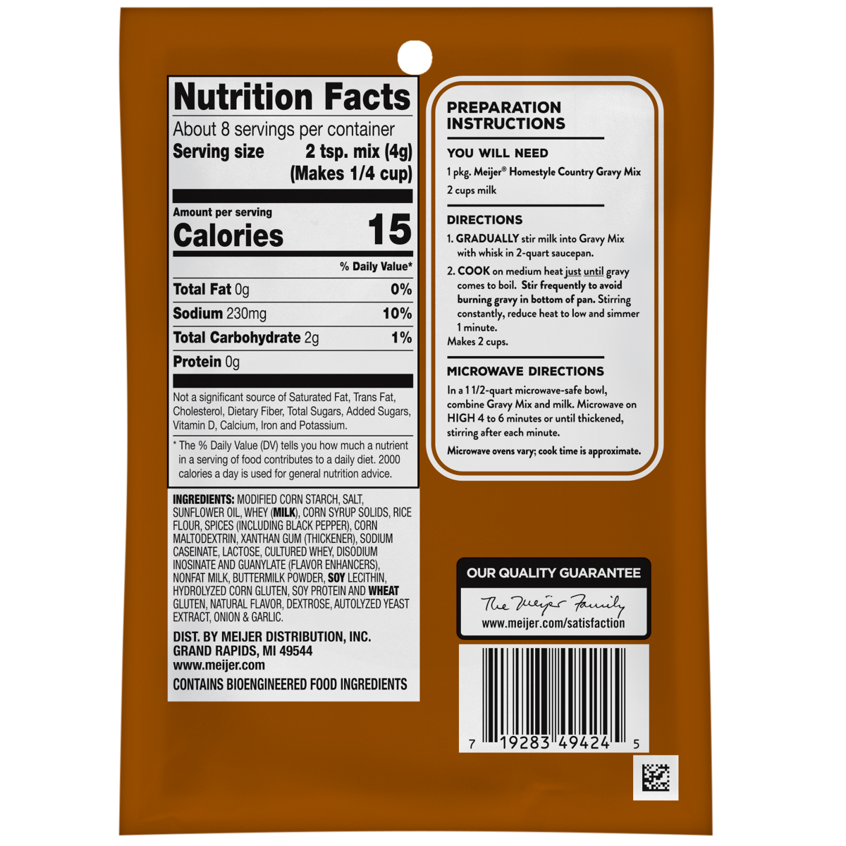 slide 2 of 2, Meijer Homestyle Country Gravy Mix, 1.15 oz