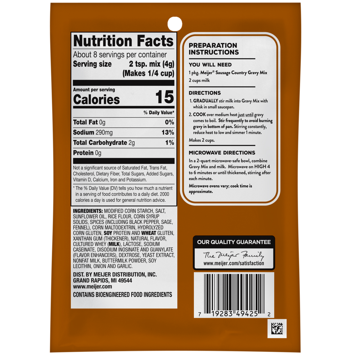 slide 2 of 2, Meijer Sausage Country Gravy Mix, 1.15 oz