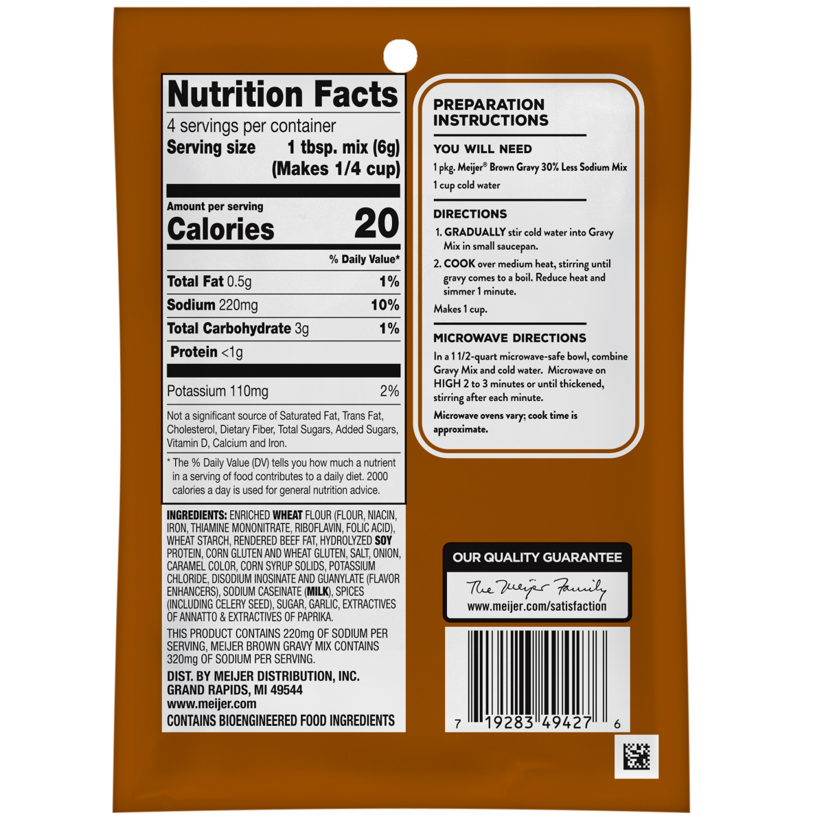 slide 2 of 2, Meijer 30% Less Sodium Brown Gravy Mix, .87 oz, 0.87 oz