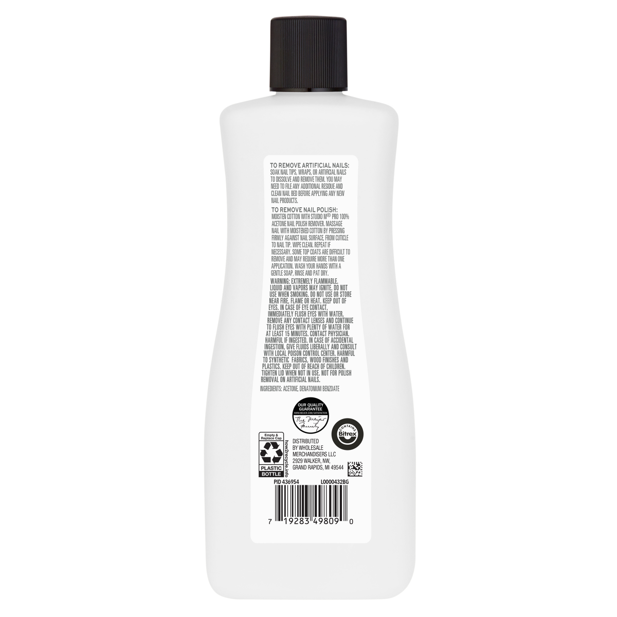 slide 2 of 2, Studio M Professional Studio M Pro, 100% Acetone, 16 oz, Nail Polish Remover, 16 oz