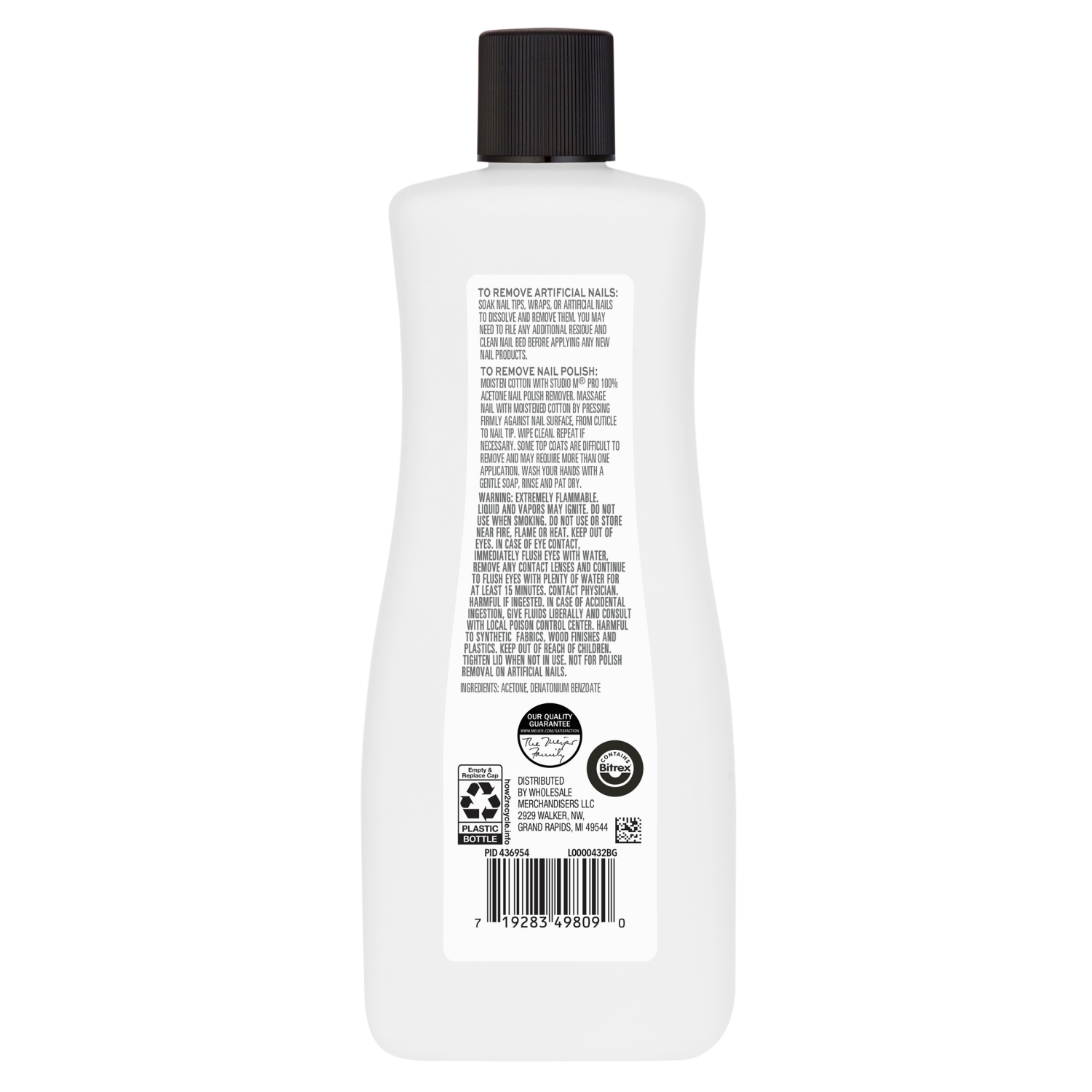 slide 2 of 2, Studio M Professional Studio M Pro, 100% Acetone, 16 oz, Nail Polish Remover, 16 oz