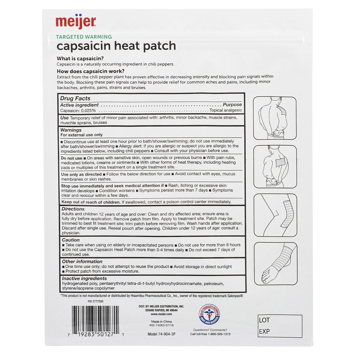 slide 2 of 2, Meijer Capsaicin Heat Patch, 3 ct