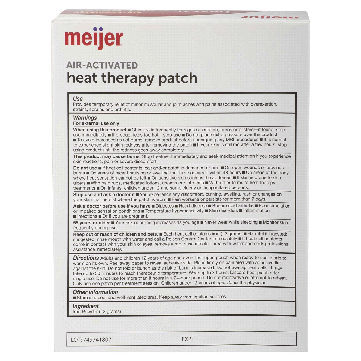 slide 2 of 2, Meijer Heat Therapy Neck, Arm & Leg Patch, 4 ct