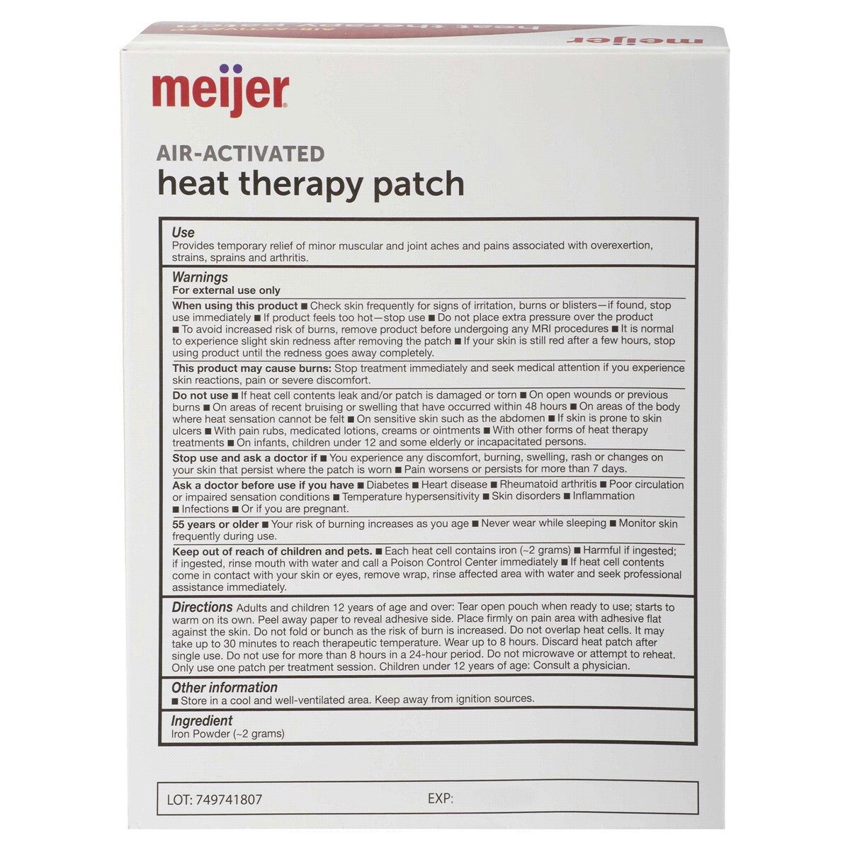 slide 2 of 2, Meijer Heat Therapy Neck, Arm & Leg Patch, 4 ct
