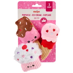 Meijer Valentine's Day Dog Toys Popsicle/ice Cream/cup Cake 3 Pack