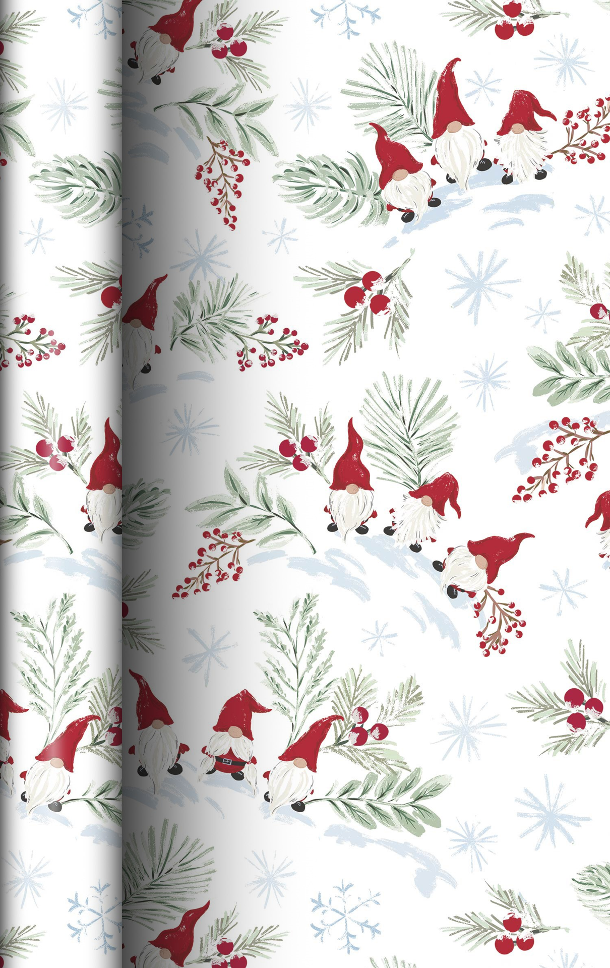 slide 1 of 1, December Home Roll Wrap Christmas Gnomes and Greenery 30in 45sqft, 1 ct