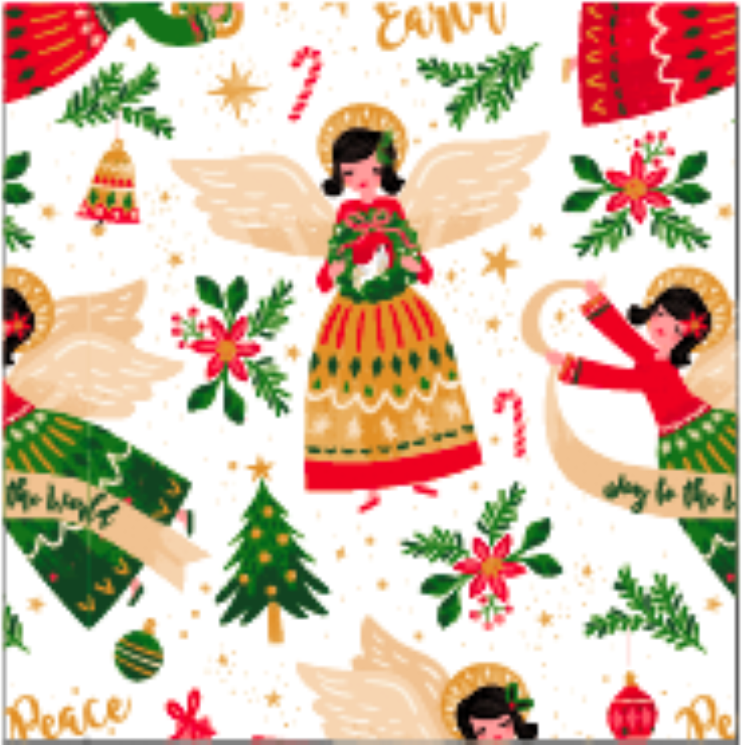 slide 1 of 1, December Home Roll Wrap Angels on White 30in 45sqft, 1 ct