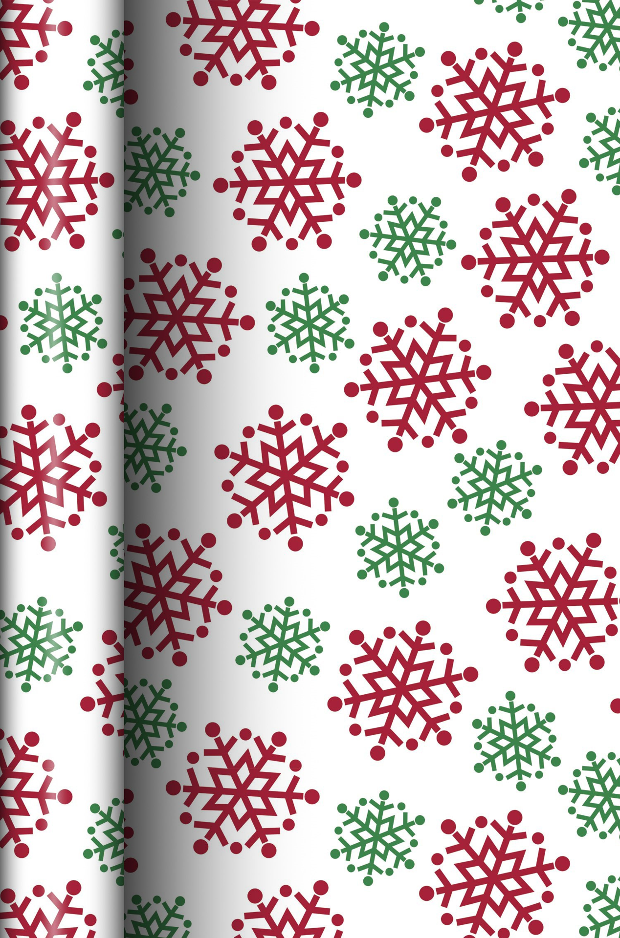slide 1 of 1, December Home DH ROLL WRAP JUVENILE OPP RED & GREEN SNOWFLAKES 30IN 45SQFT, 1 ct