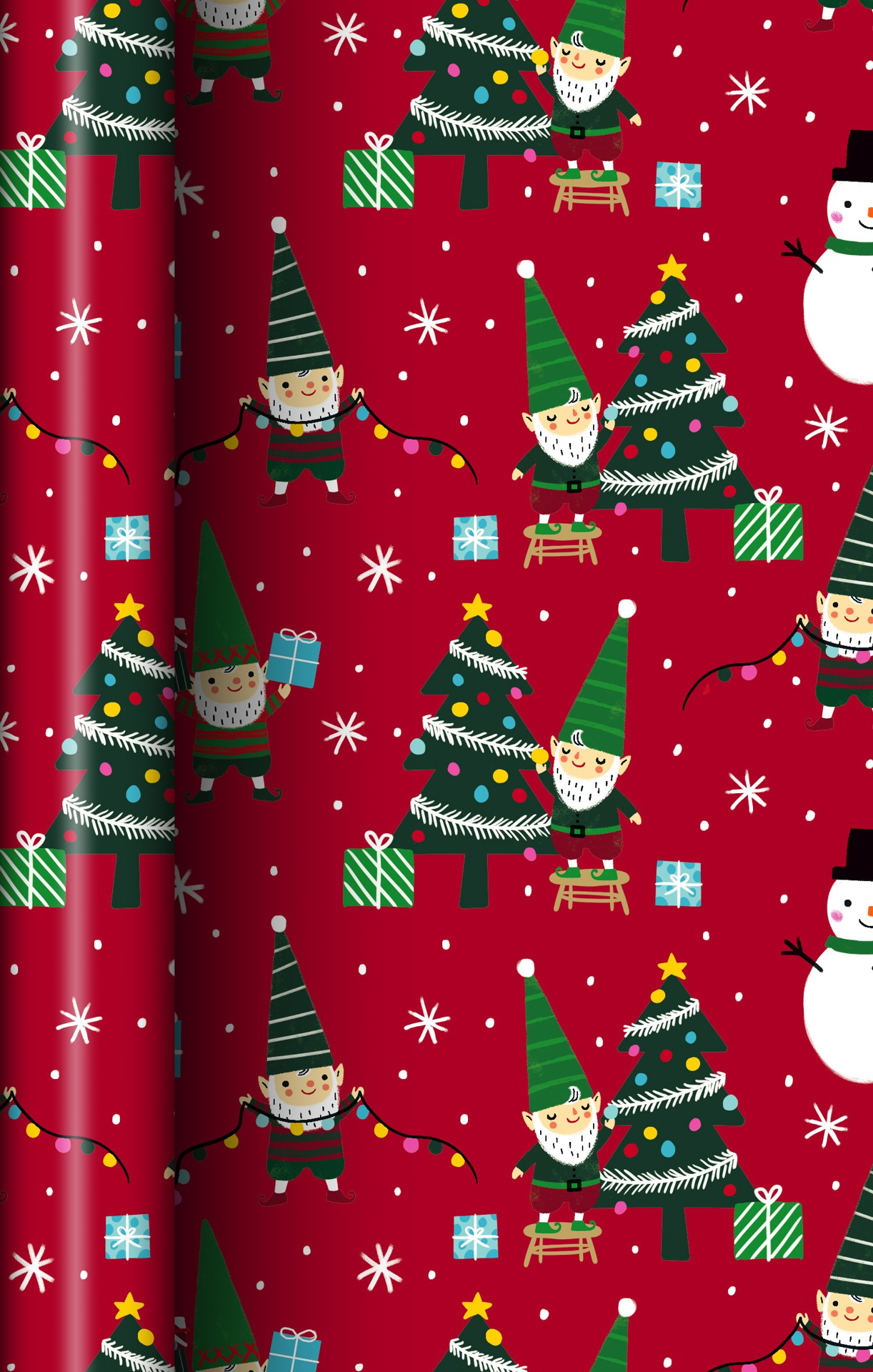 slide 1 of 1, December Home DH ROLL WRAP JUVENILE OPP ELVES 30IN 45SQFT, 1 ct