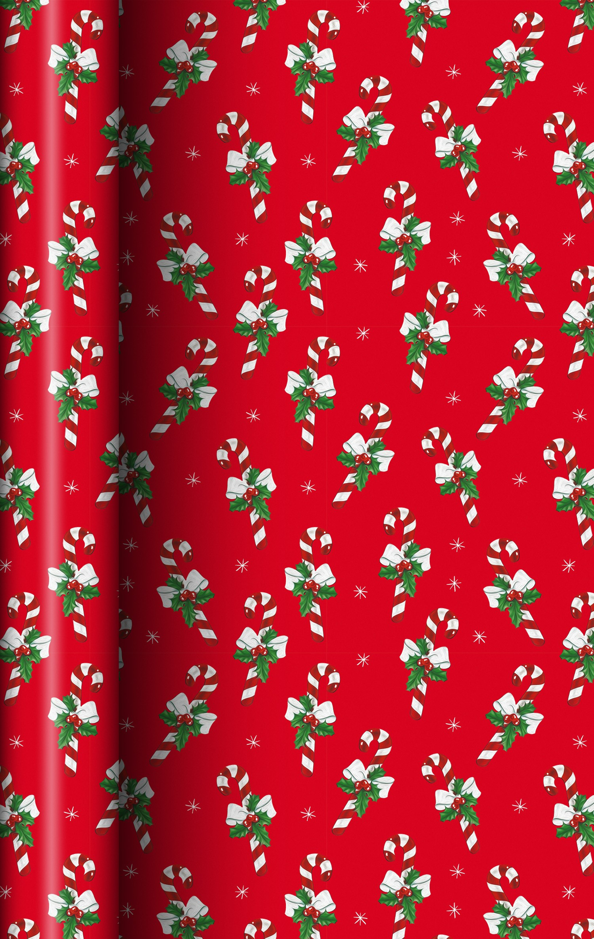 slide 1 of 1, December Home Roll Wrap Vintage Candy Cane Toss 40in 90sqft, 1 ct
