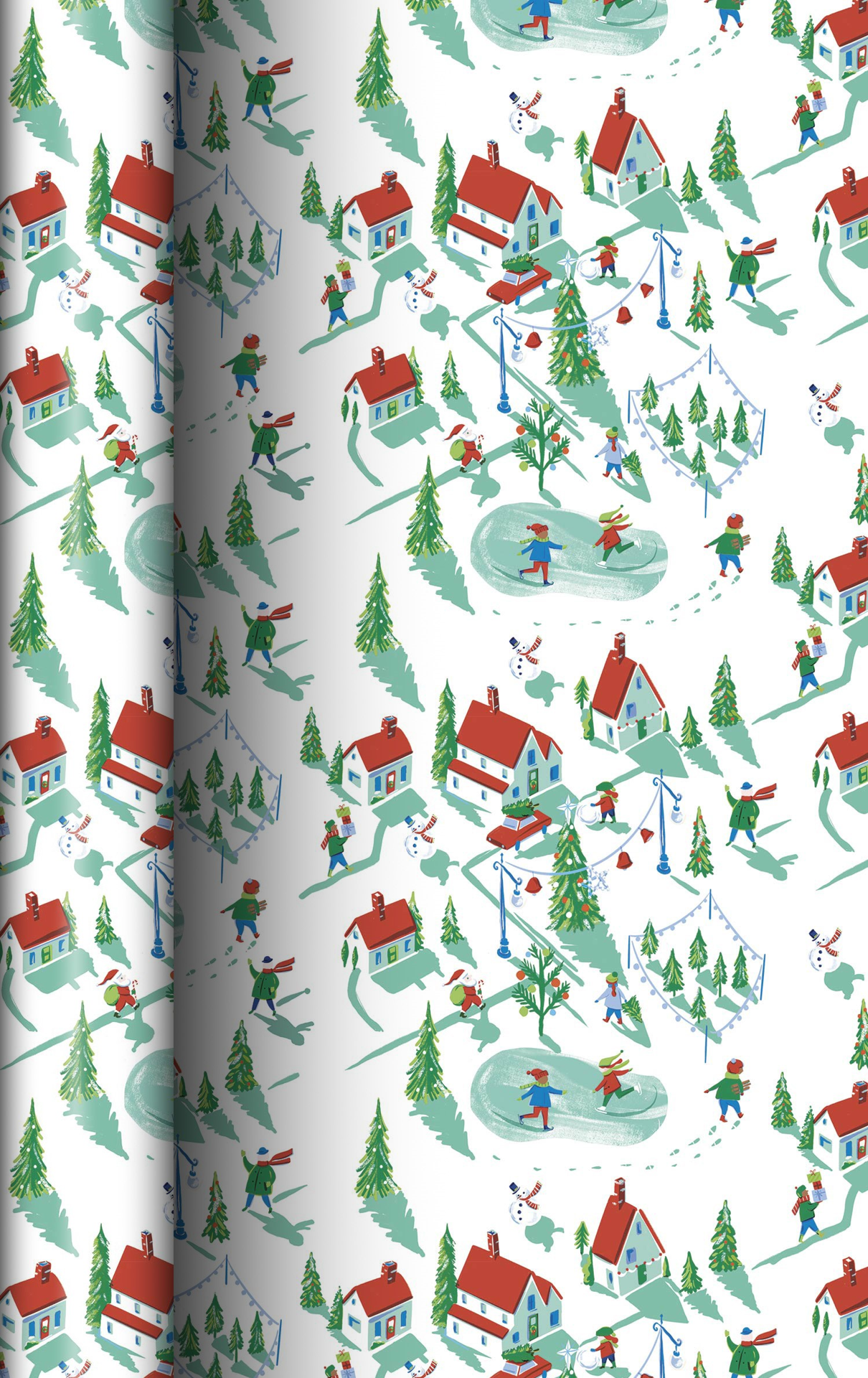 slide 1 of 1, December Home Roll Wrap Little Christmas Village 40in 90sqft, 1 ct