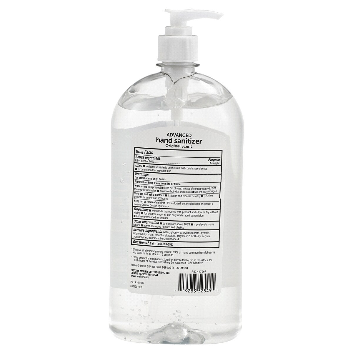 slide 2 of 2, Meijer Original Scent Advanced Hand Sanitizer, 32 oz