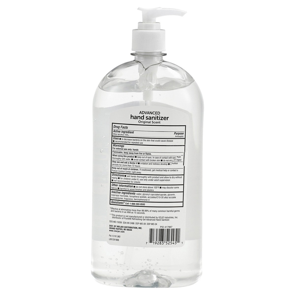 slide 2 of 2, Meijer Original Scent Advanced Hand Sanitizer, 32 oz