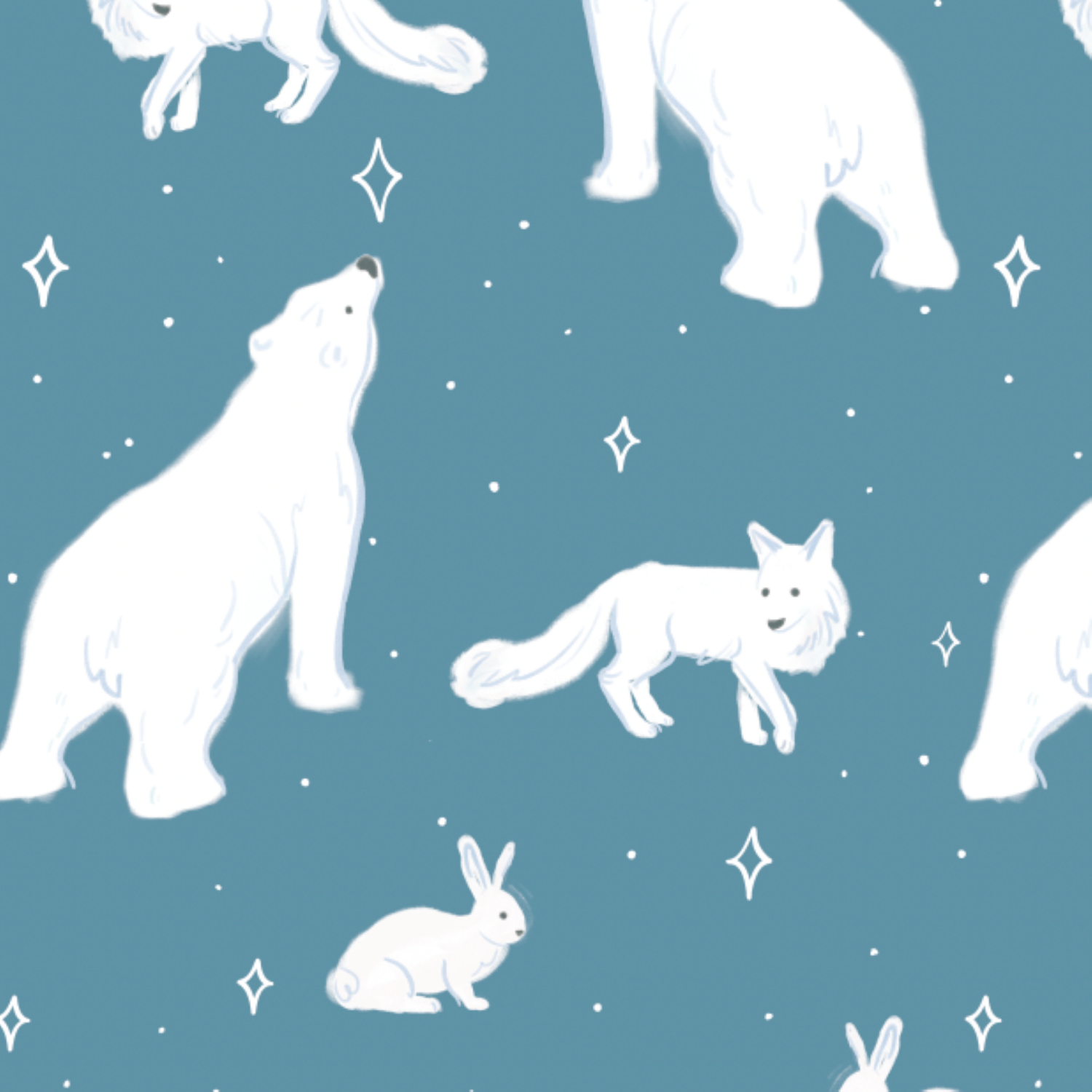 slide 1 of 1, December Home Roll Wrap Polar Animals on Blue Metallic 40in 90sqft, 1 ct