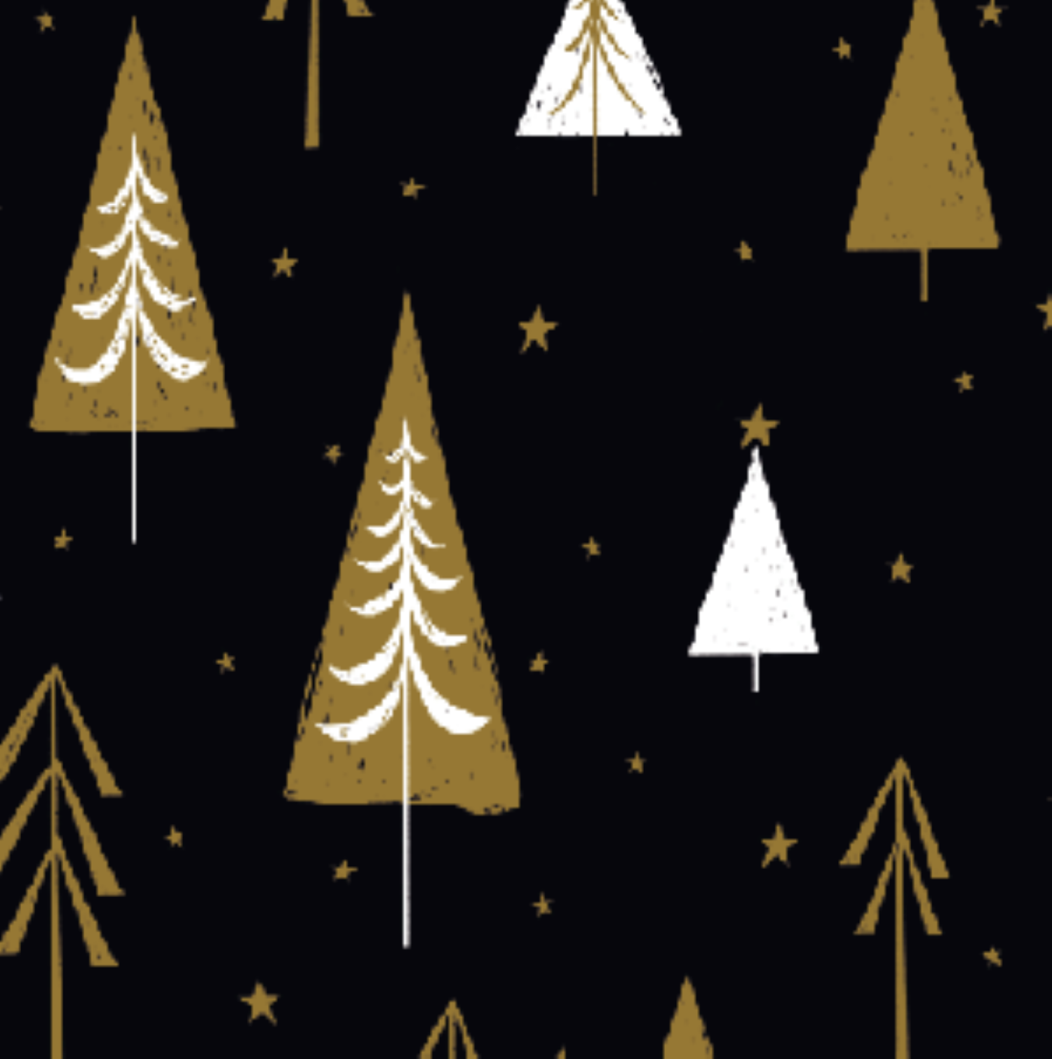slide 1 of 1, December Home Roll Wrap Gold and White Trees on Black 40in 90sqft, 1 ct