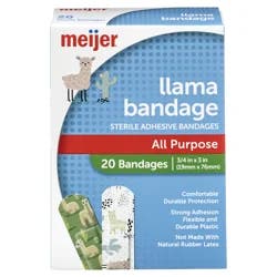 Meijer Adhesive Bandages, Llamas, 20 ct