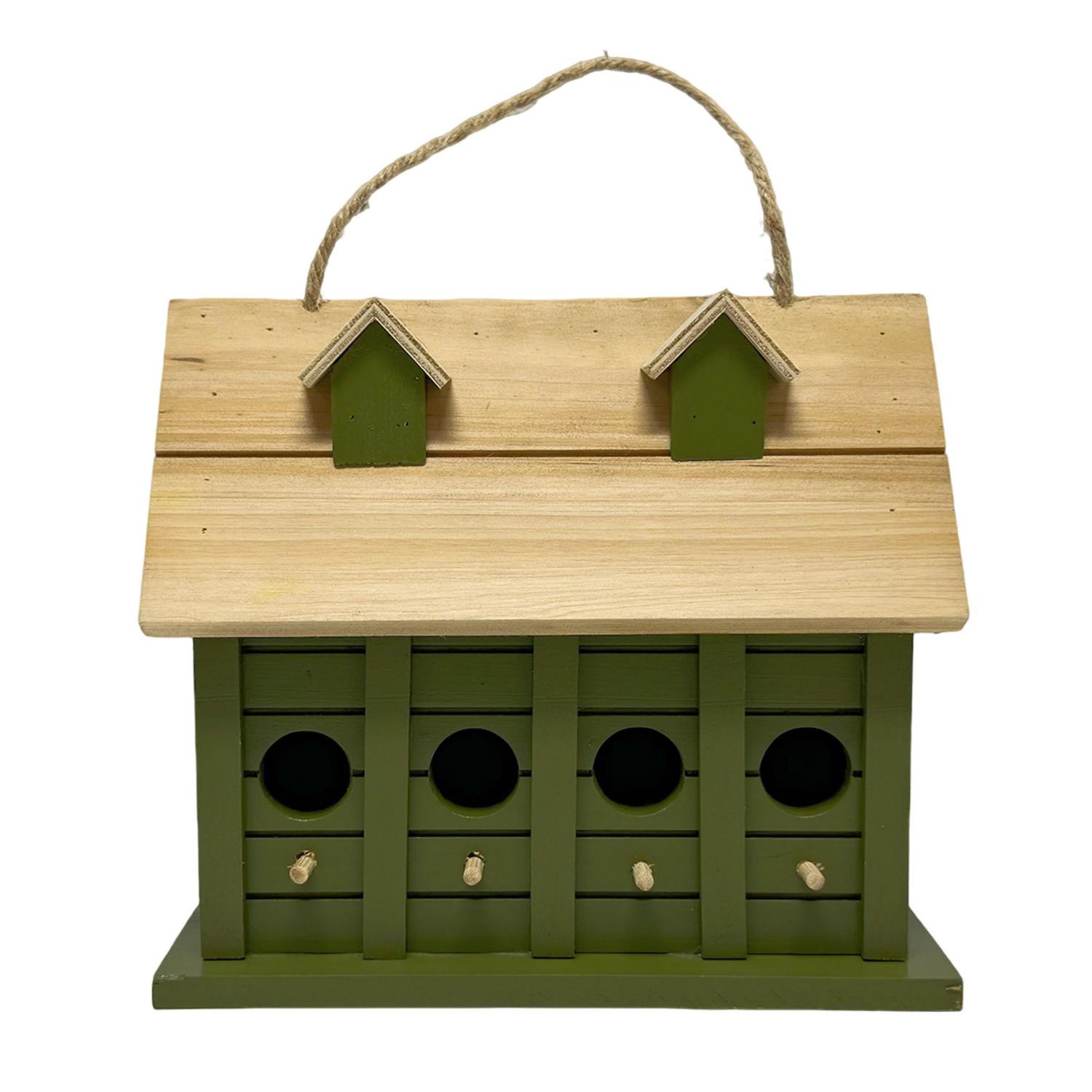 slide 1 of 1, ROOM & RETREAT Meijer Wooden Birding Decor Green, 8.58 inh