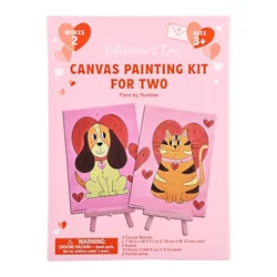 Meijer Corporate Seasonal Valentine's Day Canvas Painting Duo, Dog And Cat