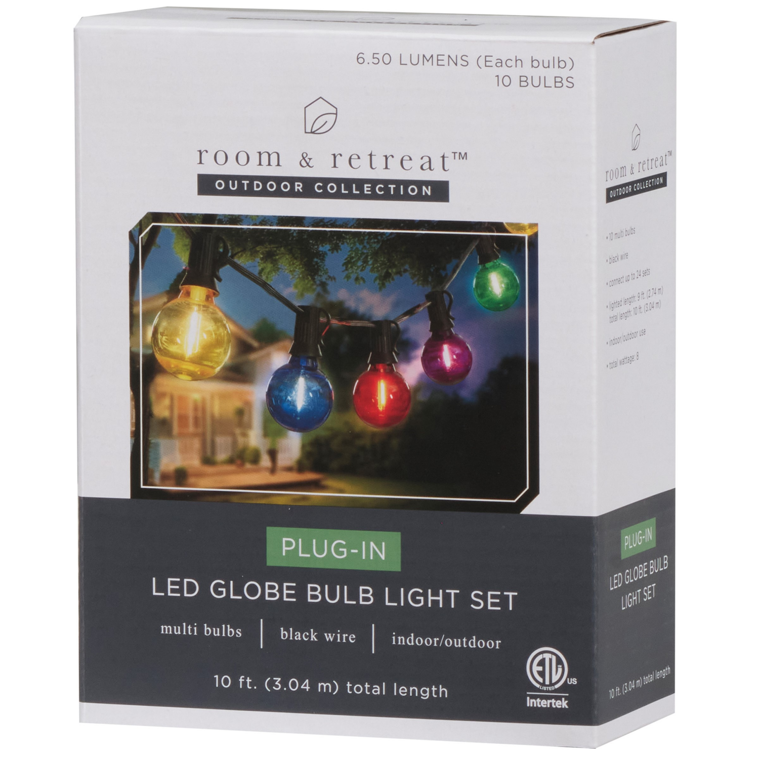 slide 2 of 2, Room & Retreat Led Filament Lights, Multicolor, G40, 10 Count, 10 ct