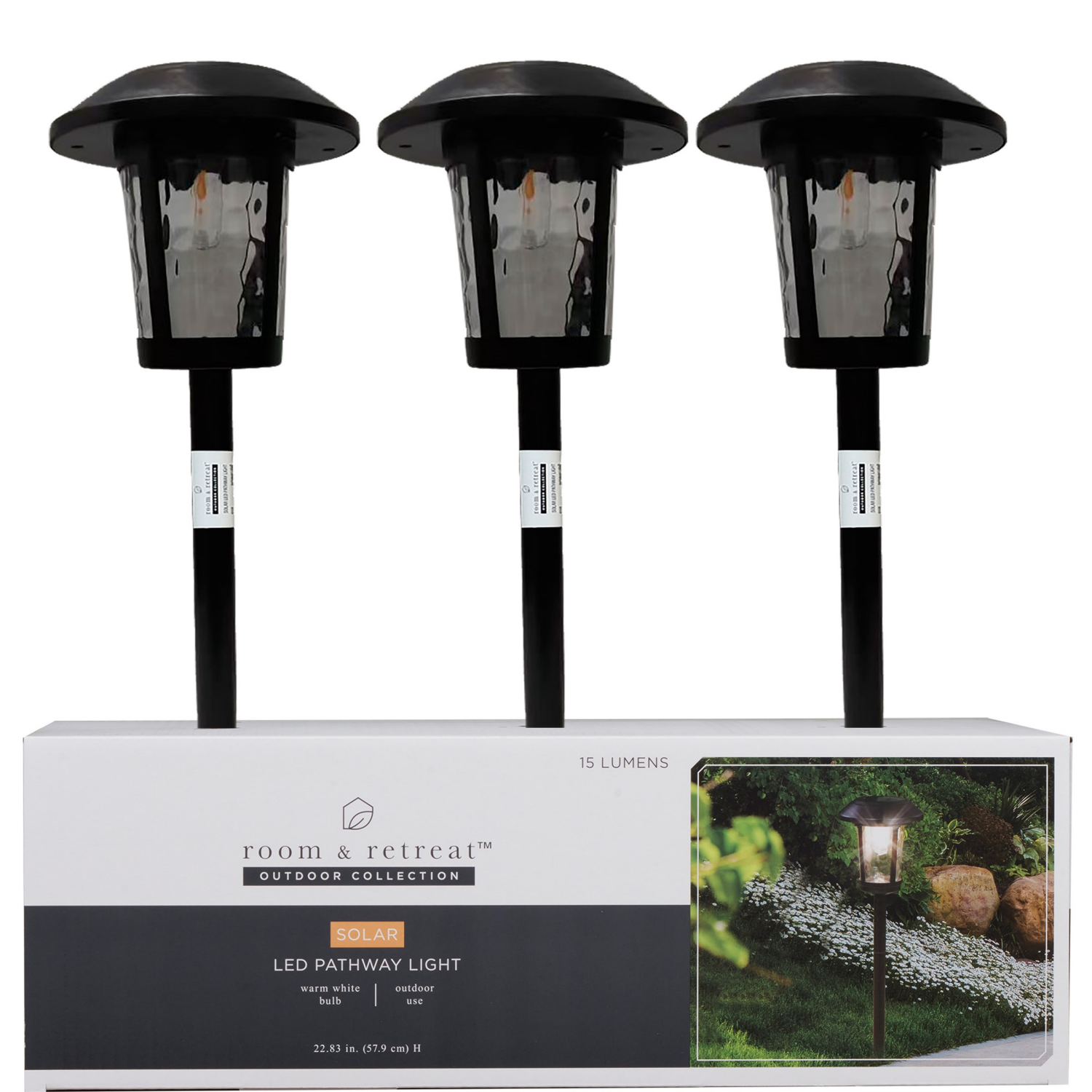 slide 2 of 2, Room & Retreat Solar Power Led Filament Pathway Lights, 22.83 Inch, 22.83