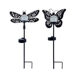 ROOM & RETREAT Rr Solar Butterfly & Dragonfly Yard Stake 2 Ast
