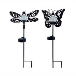 Rr Solar Butterfly & Dragonfly Yard Stake 2 Ast