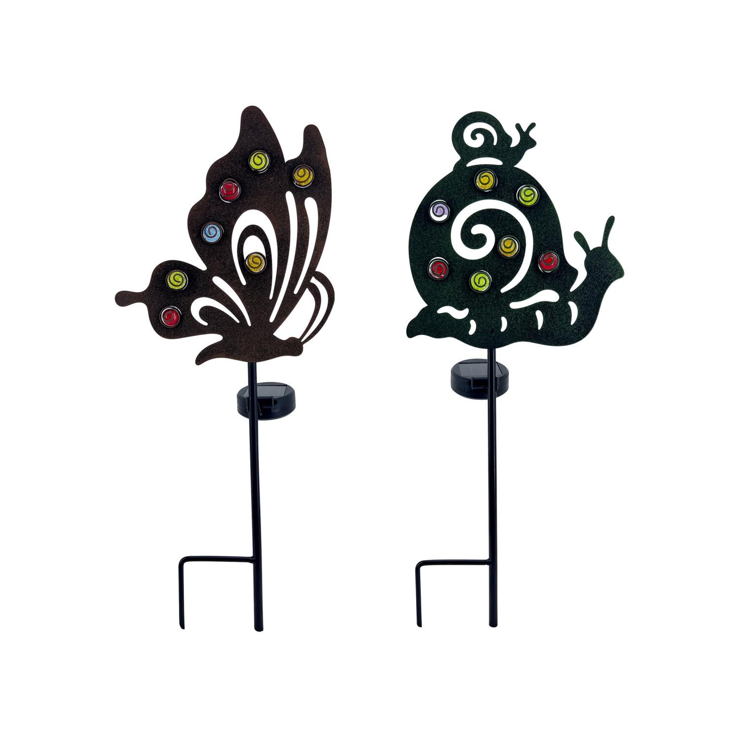 slide 1 of 3, ROOM & RETREAT Rr Solar Butterfly & Snail Yard Stake 2 Ast, 1 ct