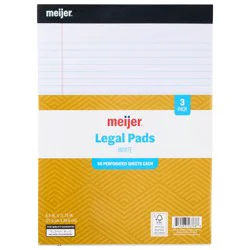 3pk Legal Pads White, 8.5 In X 11.75 In, 50 Perforated Sheets