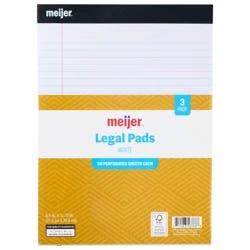3pk Legal Pads White, 8.5 In X 11.75 In, 50 Perforated Sheets