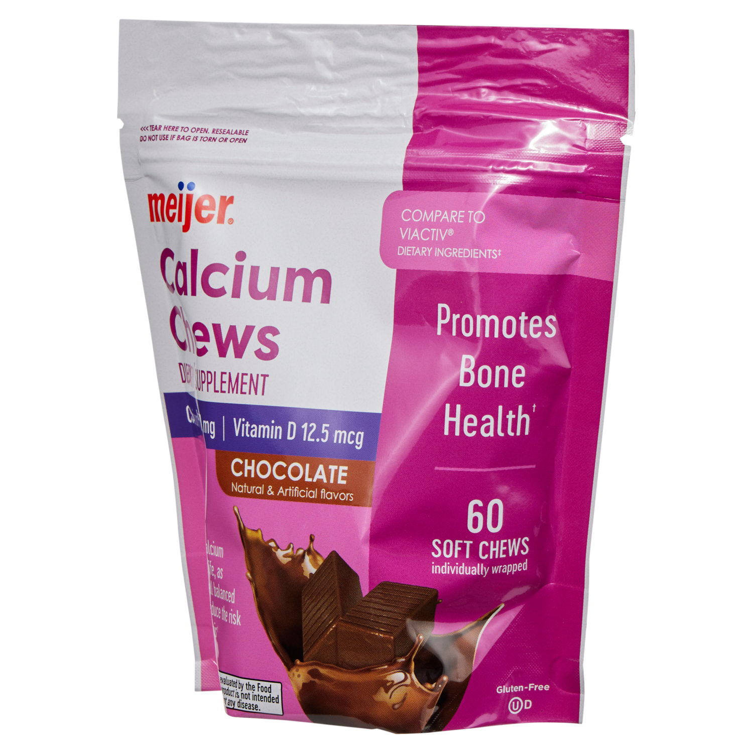slide 4 of 5, Meijer Calcium Chews, Chocolate, 60 ct 500 mg