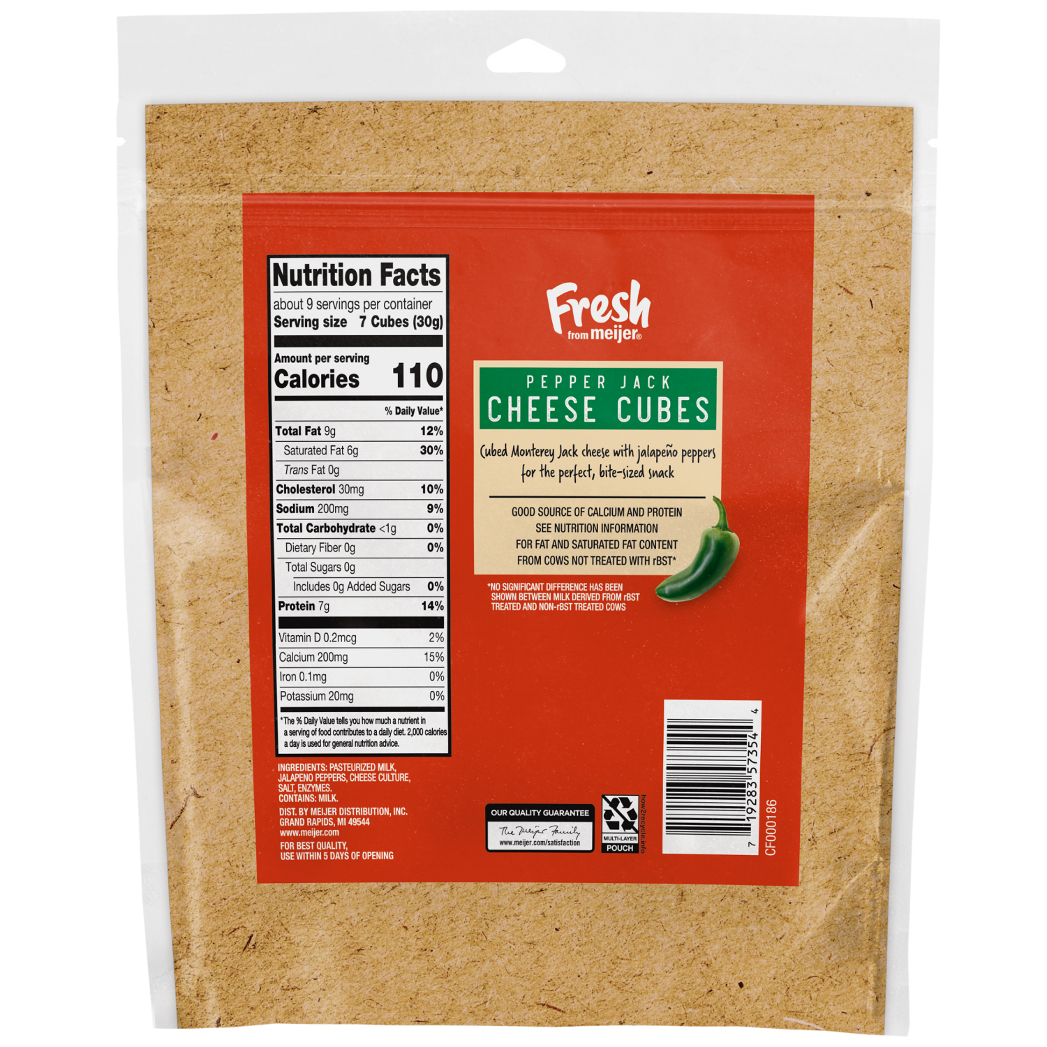 slide 2 of 2, Fresh from Meijer Pepper Jack Cheese Cubes, 10 oz., 10 oz