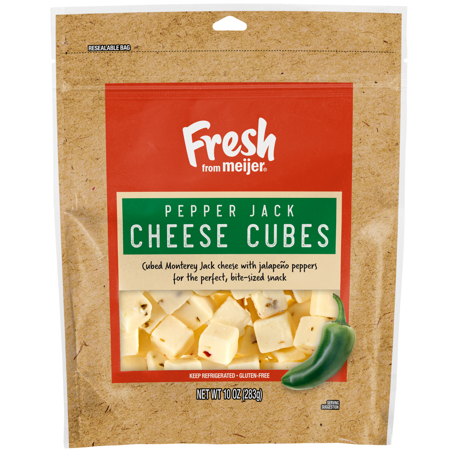slide 1 of 2, Fresh from Meijer Pepper Jack Cheese Cubes, 10 oz., 10 oz