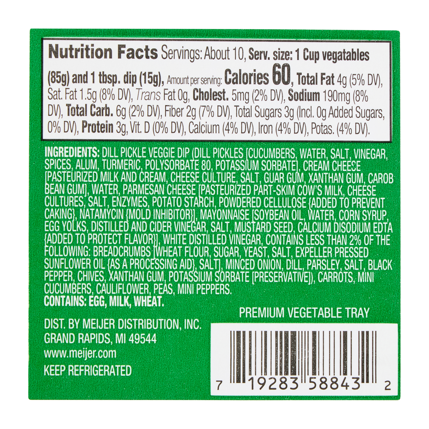 slide 2 of 3, Fresh from Meijer Premium Vegetable Tray with Dill Dip, 34 oz., 34 oz