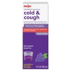 Meijer Children's Cold and Cough, Red Grape Flavor; Cold Medicine for Kids