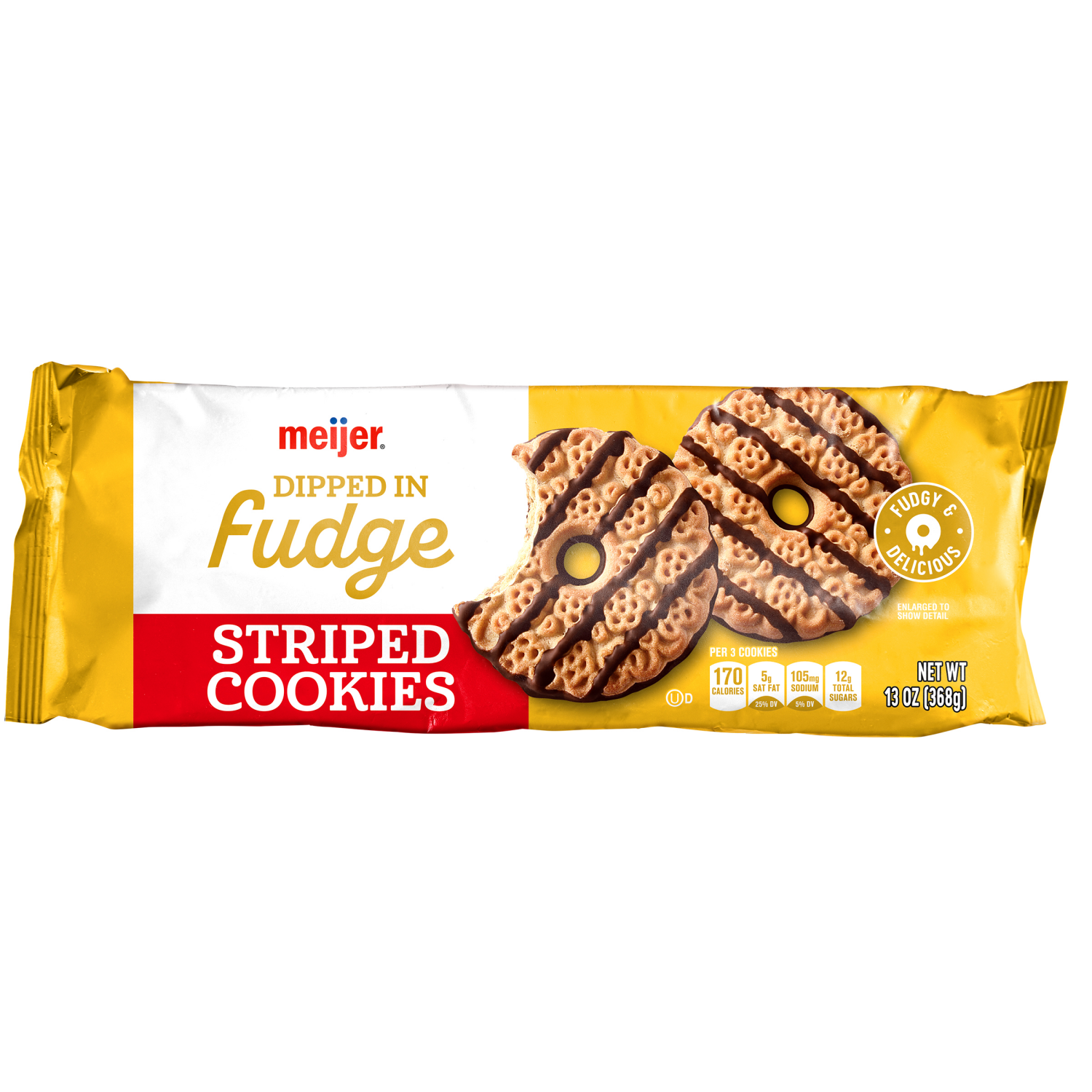 slide 1 of 3, Meijer Fudge Striped Shortbread Cookies, 13 oz