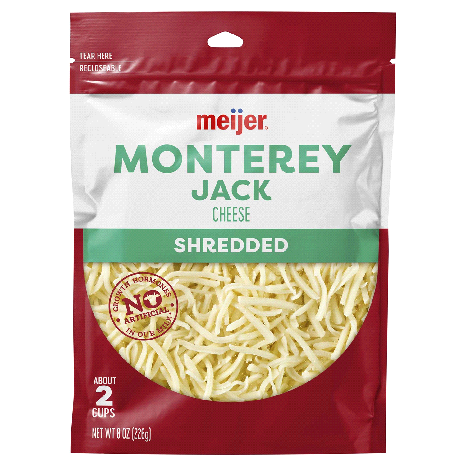 slide 1 of 2, Meijer Shredded Monterey Jack Cheese, 8 oz