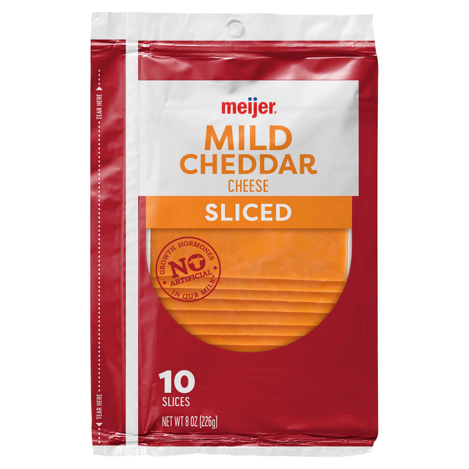 slide 1 of 2, Meijer Sliced Mild Cheddar Cheese, 8 oz
