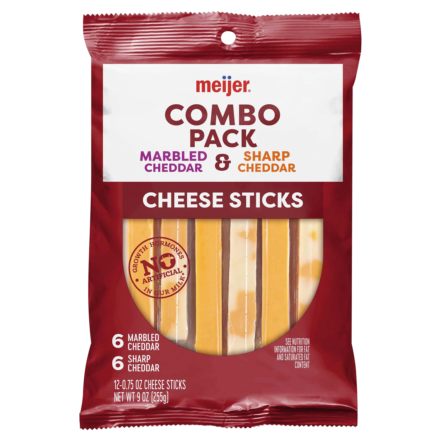 slide 1 of 2, Meijer Combo Marble and Sharp Cheese Sticks, 9 oz, 9 oz