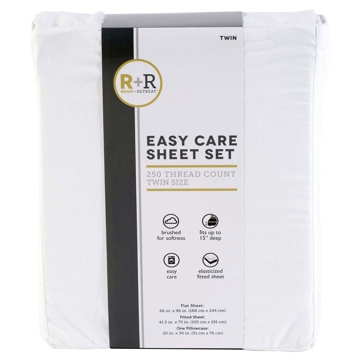 slide 1 of 1, R+R 250TC COTTON SHEET SET WHITE TWIN, twin size