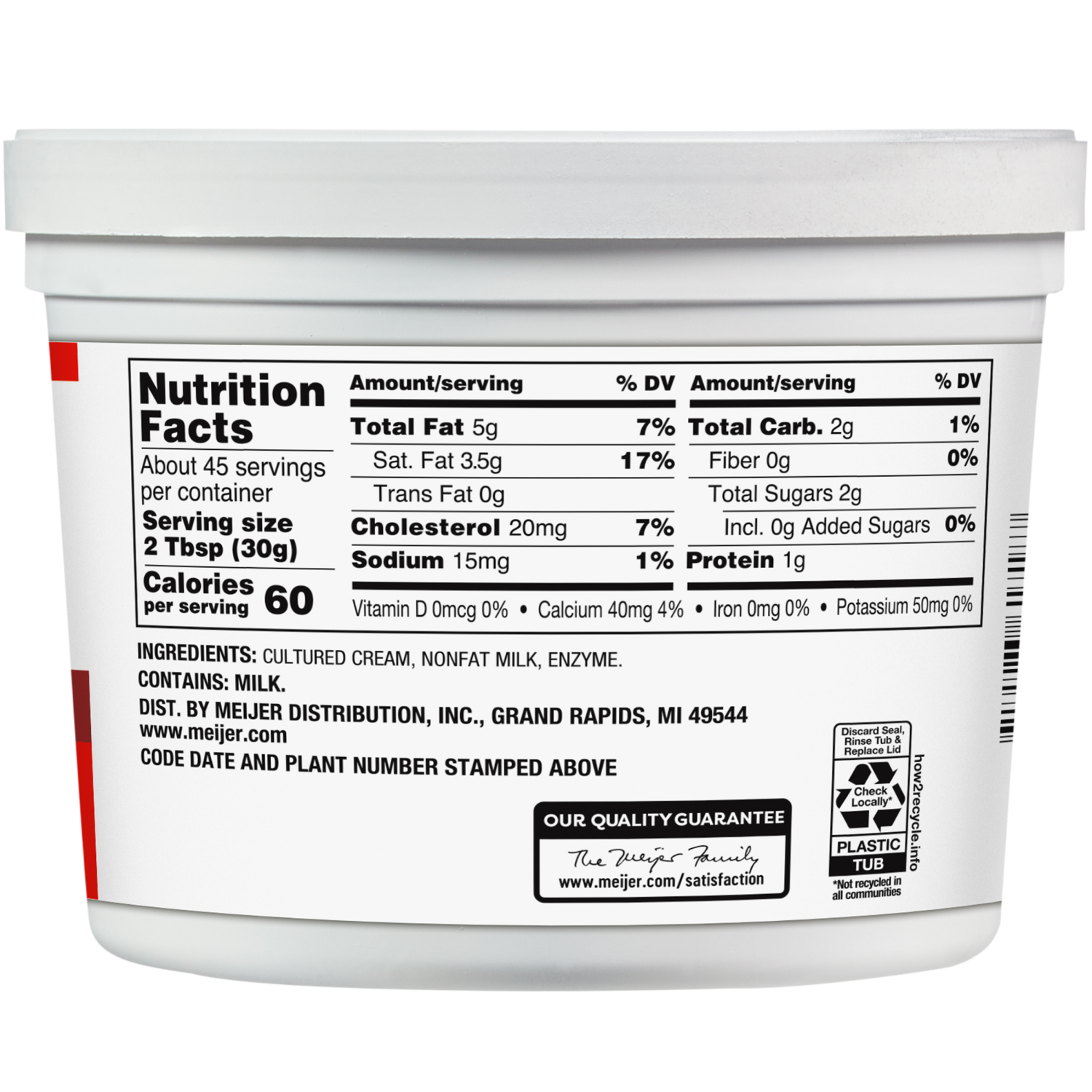 slide 3 of 4, Meijer Sour Cream All Natural, 48 oz