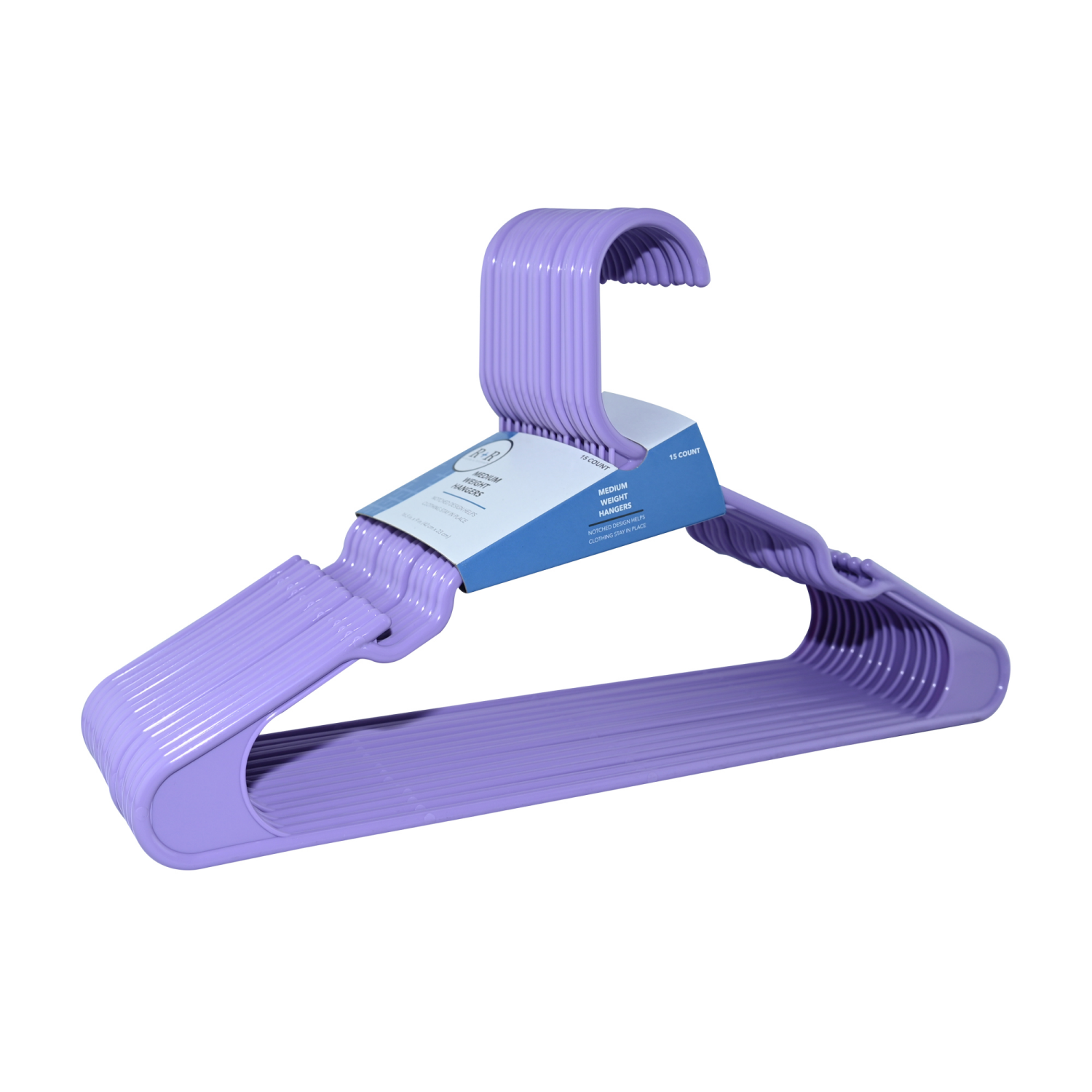 slide 1 of 2, ROOM & RETREAT R+R Hangers, Violet, 15 Count, 15 ct