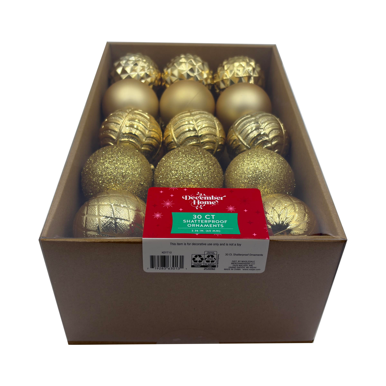 slide 2 of 3, December Home Ornament, Gold, 60mm, 30 Count, 30 ct