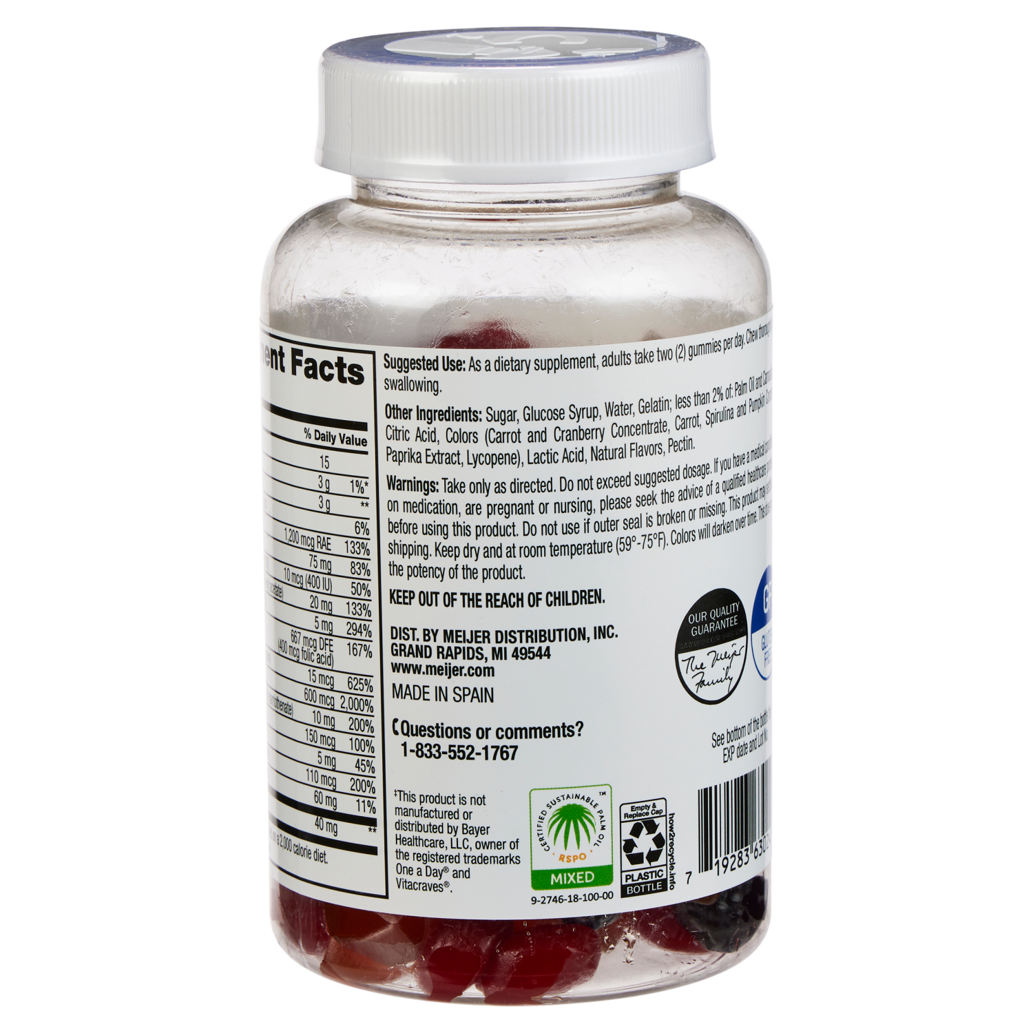 slide 4 of 4, Meijer Men's Multivitamin & Mineral Gummies, 150 ct