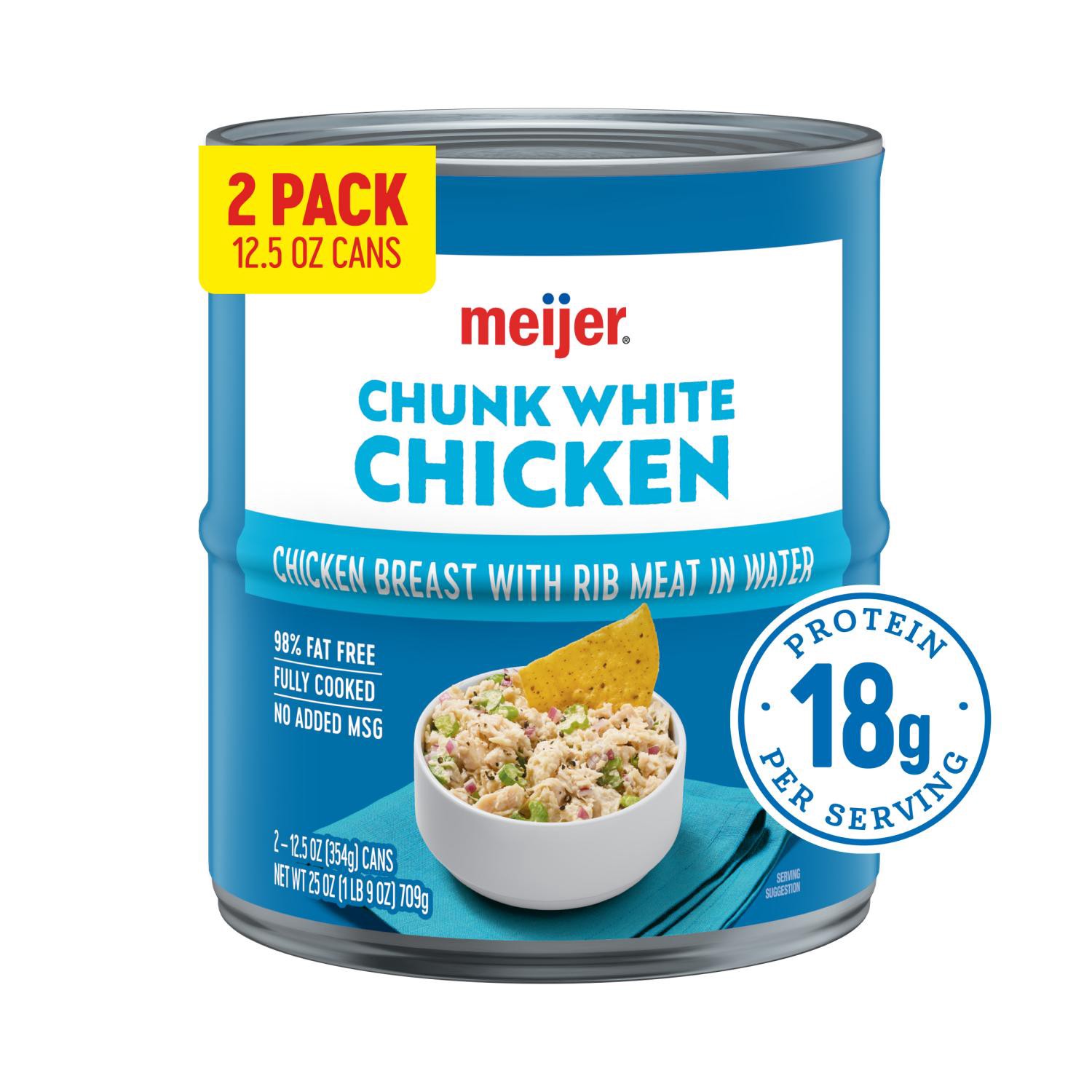 slide 1 of 3, Meijer Premium Chunk White Chicken, 2 Pack, 12.5 Oz, 2 ct, 12.5 oz